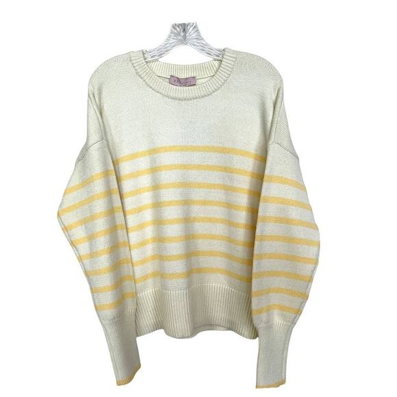 NEW Philosophy Ivory Crew Neck Sweater with Yellow Stripes Philosophy XL - Picture 1 of 10